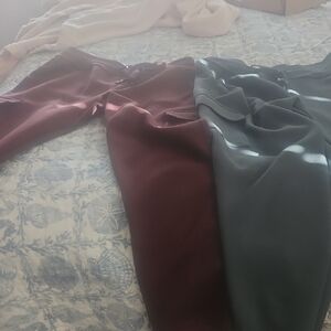 Stylish Burgundy and Dark Green Pants.with Pockets 26"inseam